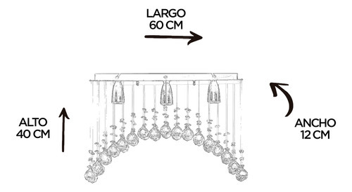 Candil Colgante Gamalux Williams Krystal Arco De 3 Luces