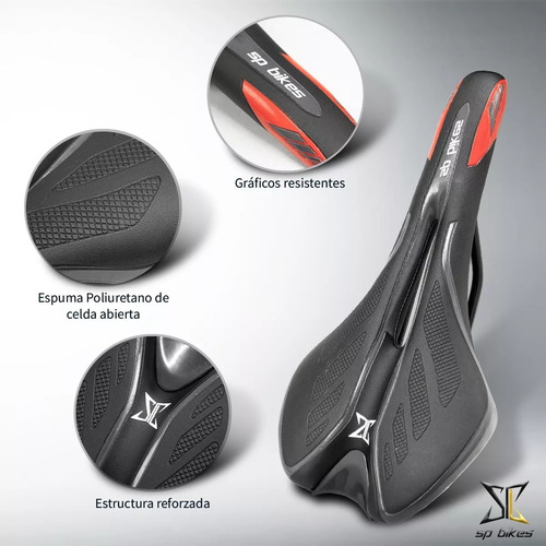 Asiento Negro/rojo Vzr Para Bicicleta Ruta / Montaña