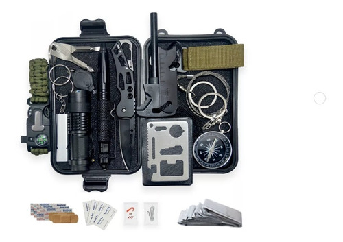 Kit Tactico Militar De Supervivencia 17 En 1 Caja Plastica 