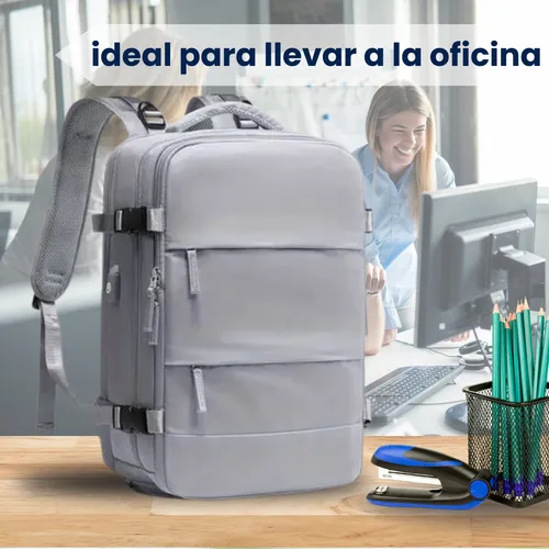 Mochila Notebook Impermeable Oficina Ejecutiva Facultad Usb Gris Liso