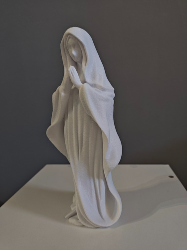 Estatuilla Virgen María Minimalista Deco Religiosa 21cm Blanco