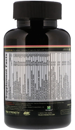 Suplemento en cápsulas Optimum Nutrition Vitaminas Opti-Women sabor Opti-Women sin sabor en un tarro de 60 unidades