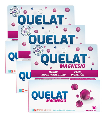 Kit Quelat Magnesio Minerales Suplemento 90 Comp