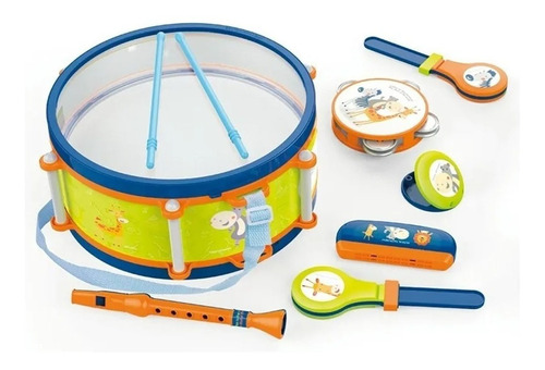 Imagen 1 de 1 de Set Musical Infantil 8 Instrumentos Tambor Flauta Armonica
