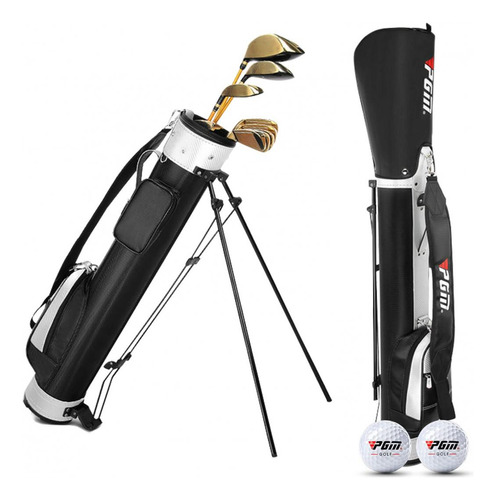 Bolsa De Golf Con Soporte Pgm - Black + Silver