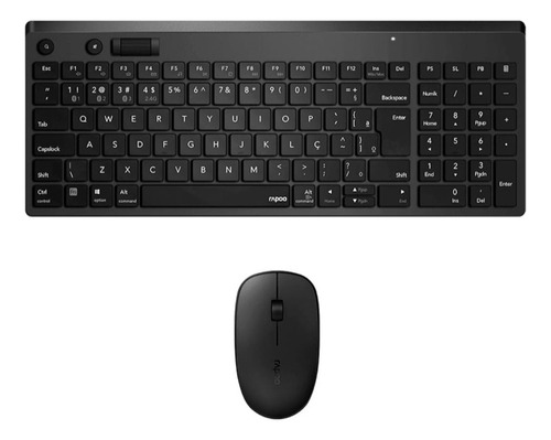 Teclado E Mouse Combo Sem Fio Bluetooth + Wireless 2.4ghz Nf