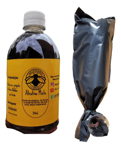 Kit Atrativo Misto 500ml+25 Sacos Para Isca Até 3 Litros