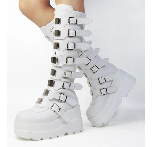 Botas Largas Para Mujer, Zapatos Góticos Con Plataforma, Bot