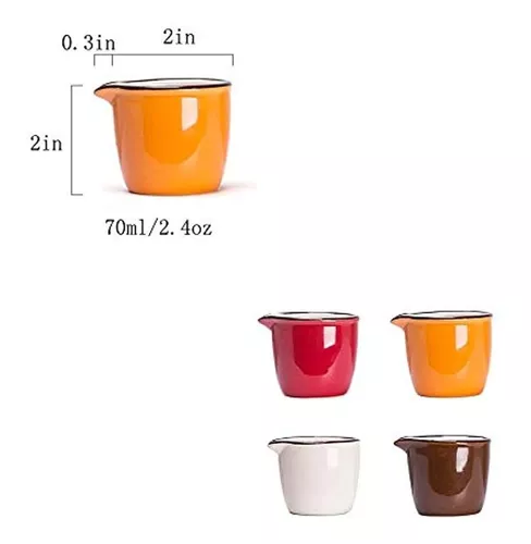 Jarra de crema con asa, recipiente de crema de leche de cerámica para leche,  café, salsa, apto para microondas, color blanco (12 onzas, juego1) – Yaxa  Colombia