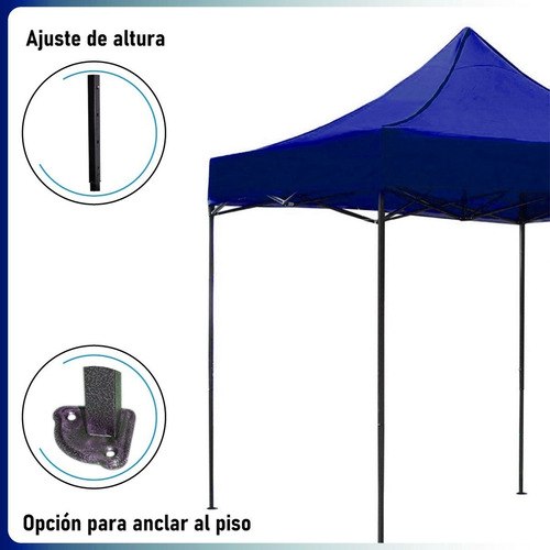 Imagen 5 de 8 de Toldo Plegable 3x6 Impermeable Retractil Azul Metalico