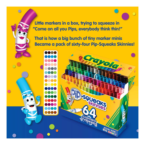 Rotuladores Lavables Crayola Pipsqueaks Skinnies, 64 Unidade