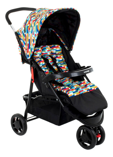 Carrinho de bebê 3 rodas Voyage Delta colorê com chassi de cor preto