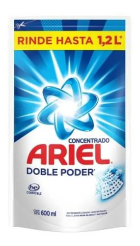 Detergente Ariel Doble Poder Líquido 600 Ml