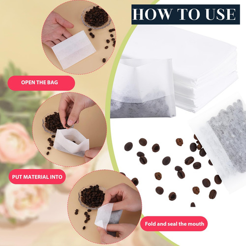 100 Pcs Bolsas De Té Desechables Para Té De Hojas Sueltas,