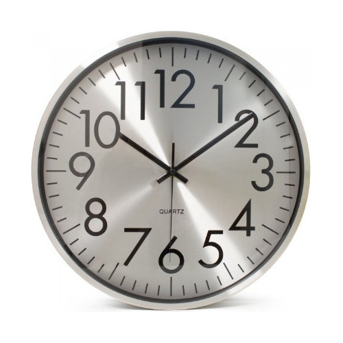 Reloj De Pared Analógico Acero 30cm Quartz Metallic Silver