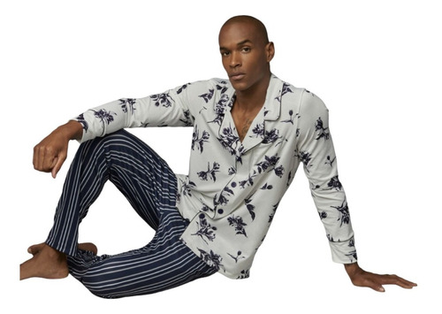 Pijama Hombre Camisa Botones Antoine Bluo 91006b