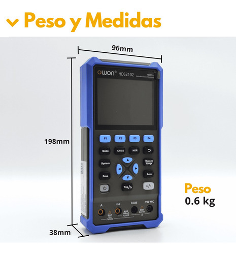 Osciloscopio Portátil Owon Hds2102 + Multímetro 2ch 100mhz