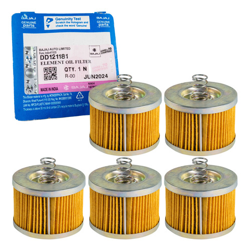5 Filtros Aceite Pulsar 135 Ns 125 Boxer V15 Discover Bajaj