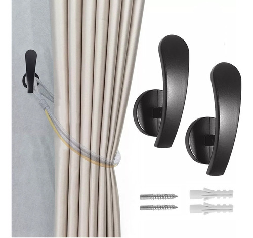 Cortinas Para Accesorios De Cortinas 2pz Negro Con Tornillos Negro