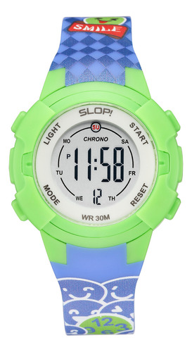 Reloj Infantil Slop Para Niño Sw8825lk4 Verde Color del fondo Gris