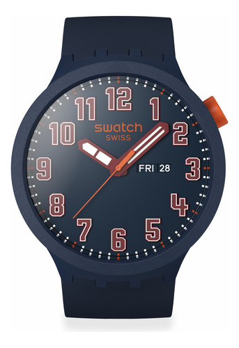 Reloj Swatch Essentially Confident Sb01s700 Correa Azul Bisel Azul Fondo Azul