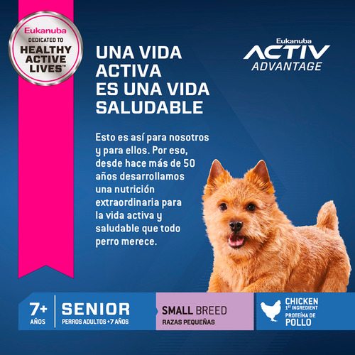 Alimento Eukanuba Super Premium para perro senior de raza pequeña sabor mix en bolsa de 3 kg