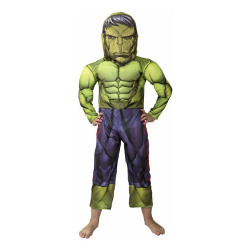 Disfraz De Hulk Con Musculos Talle 2 Original Marvel
