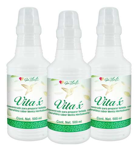 Clorofila Líquida Menta  Vita´x Ga Tlali 500ml - 3 Piezas