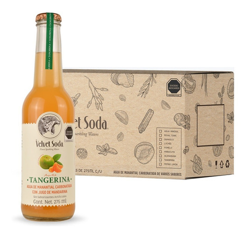 Velvet Soda | Soda Sabor Mandarina/tangerina 225ml 24 Pack