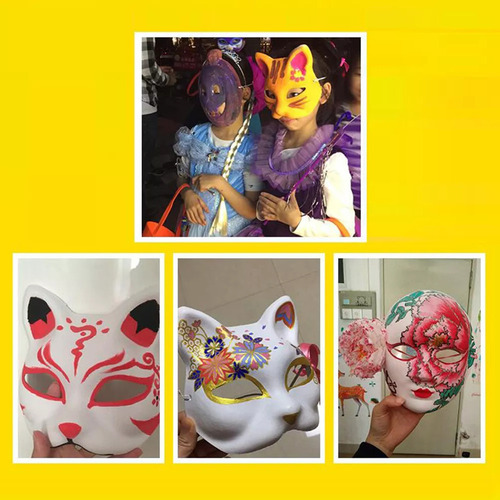 Kit De 10 Máscaras De Gato Pintadas Para Disfraz De Fiesta D