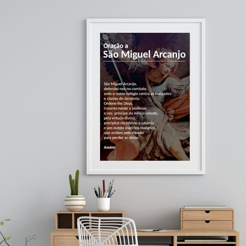 Quadro Oração A São Miguel Arcanjo - 60x48cm