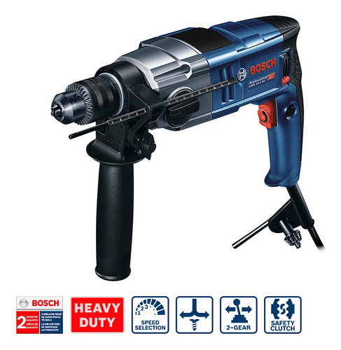 Taladro percutor eléctrico Bosch GBM 16-2 RE + accesorio con taladro industrial 1/2 pol 800w gbm 16-2 re sin impacto