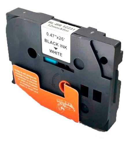 Imagen 2 de 5 de Cinta Alternativa Para Rotuladora Tze-231 12mm Negro/blanco