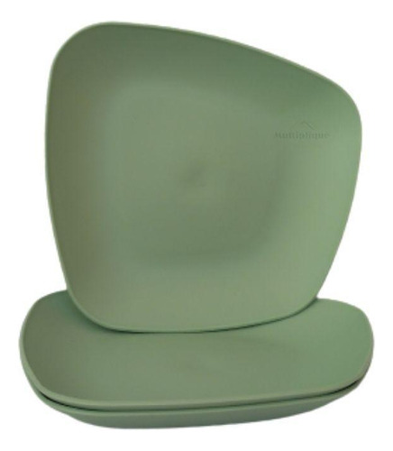 Kit 03 Pratos Plastico Duro Resistente Sobremesa Verde