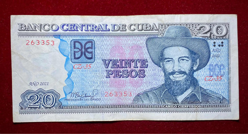 Billete 20 Pesos Cuba Reposición 2021 Pick 122 Or Cienfuegos