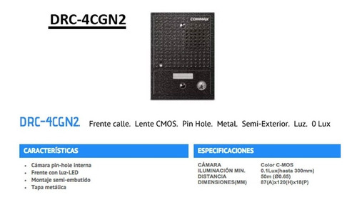 Imagen 4 de 10 de Frente Commax 4cgn 4cpn Camara Color Portero Electrico Visor