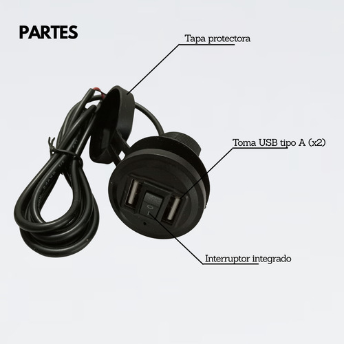 Toma Corriente Spektor 2 Entradas Usb Tipo A 12v Para Moto