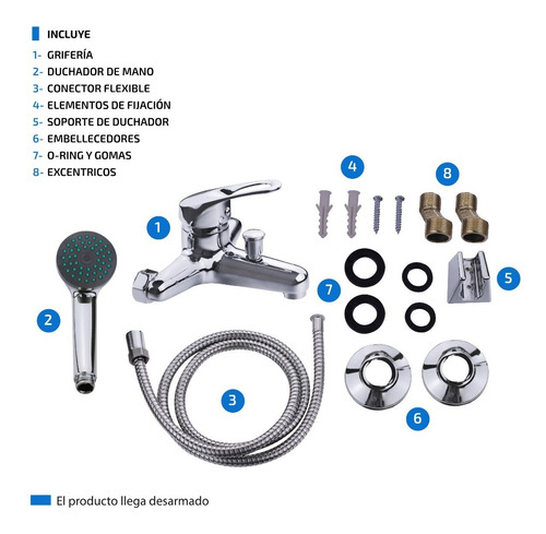 Imagen 4 de 5 de Ducha Canilla Monocomando Baño Metal Duchador Transferencia