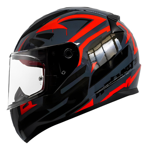 Casco Para Moto Titanio Negro Rojo - Brillante