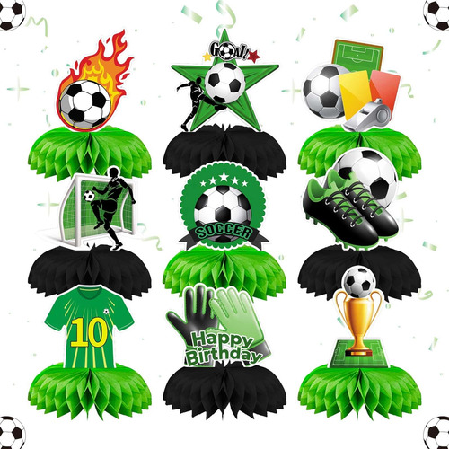 Decoraciones De Fiesta De Cumpleaños De Fútbol 9 Piezas Cent