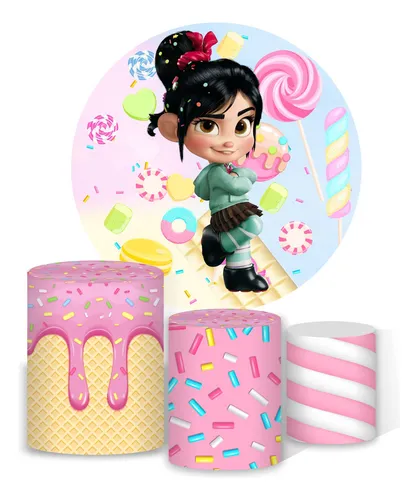 comprar Capas Cilindro + Painel 1,50 Vanellope Detona Ralph Tecido