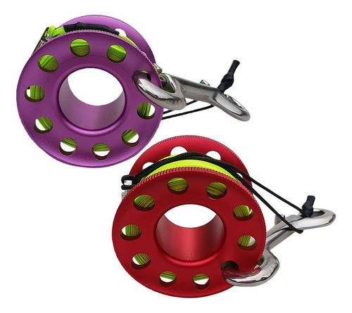 2pcs Carrete De De Buceo Con Clips De Doble Extremo 15 M
