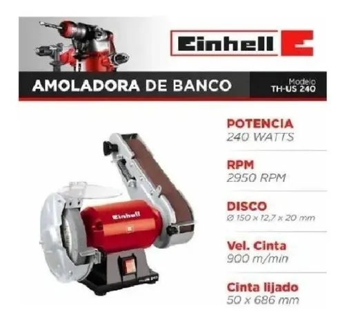 Amoladora De Banco C/lijadora 240w Einhell Th-us 240 Color Rojo