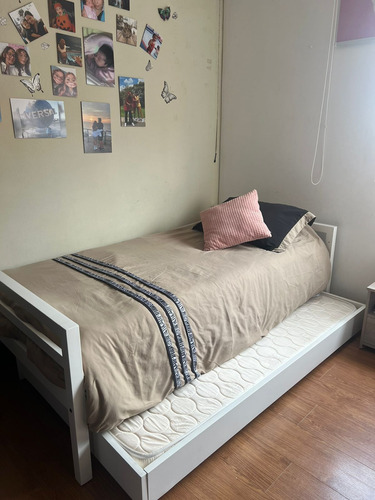 Linda Cama Sencilla Con Cama Auxiliar Incluida + Biblioteca