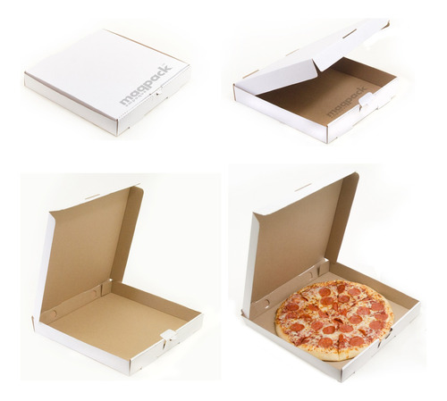 50 Cajas Para Pizza 44x44x5cms Carton Microcorrugado Blanco