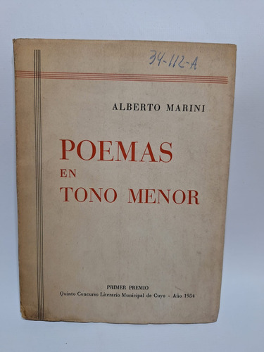 Antiguo Libro Poemas En Tono Menor Alberto Marini 1956 Le29