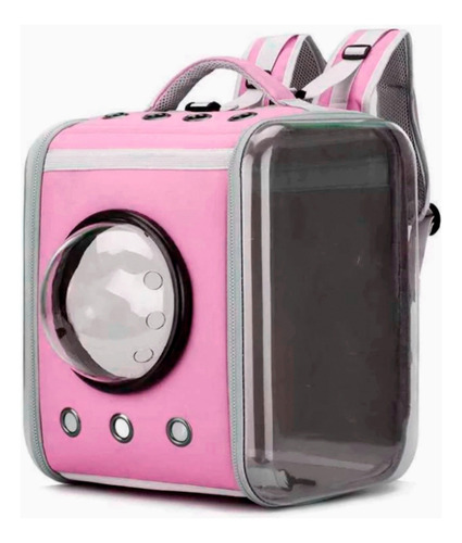 Mochila Gato Pet Cachorro Com Visor E Ventilação Rosa Luxo
