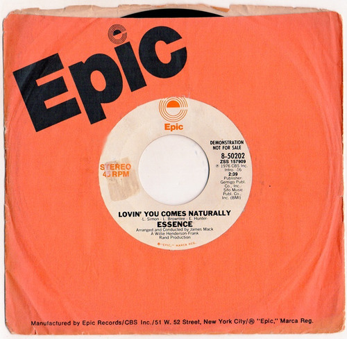 Essence Lovin' You Comes Naturally 1976 Vinilo 45 Us Soul