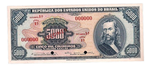 Rc0814 C058 Cinco Mil Cruzeiros Prova De Anverso Rara