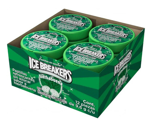 Ice Breakers Hierbabuena- Pastillas Sin Azúcar 9.6g 12 Piezas